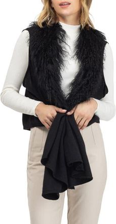 Gorski Select Cashmere And Merino Wool Blend Vest With Select Genuine Shearling Trim in Black at Nordstrom
