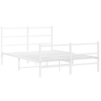 Berkfield Home Metal Bed Frame without Mattress with Footboard&not;White 140x200cm in White | Size: 140x200 cm
