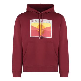 Maison Kitsun&eacute; Hoodies, male, Red, M, Cotton hoodie