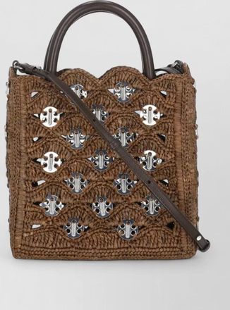 Paco Rabanne na raffia tote bag
