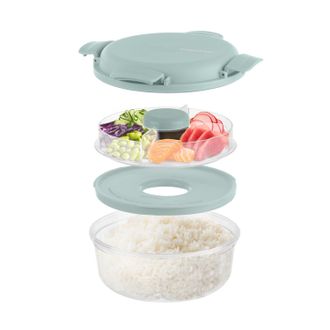 KASANOVA Lunch box per poke tonda a scomparti azzurro