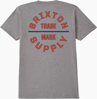 Brixton Mens Brixton Mens Oath V Short Sleeve T-Shirt - Grey - Size: 40