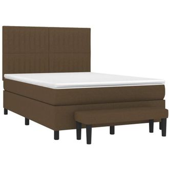 vidaXL Cama Box Spring Con Colch&oacute;n Tela Marr&oacute;n Oscuro 140x190 Cm Vidaxl
