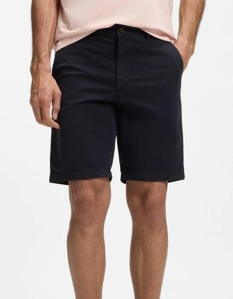 HUGO BOSS Mens BOSS Orange Mens Slim Fit Chino Shorts in Stretch Cotton Twill - Dark Blue 404 - Navy - Size: 32/32