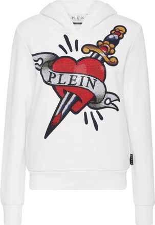 Philipp Plein Love Tattoo Hoodie - Dames - Hoodies - Wit - XS - Katoen - Hoodies & sweatvesten