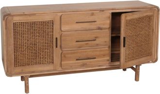 Hhg Credenza cassettiera sideboard vintage HHG 014 83x160x45cm rattan legno acacia teak