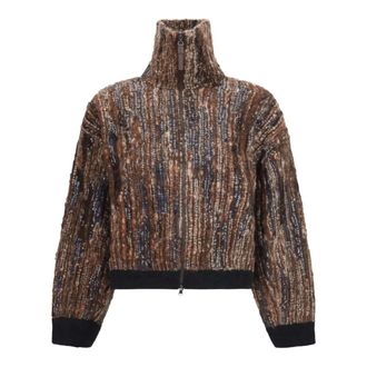 Brunello Cucinelli Perforated Zip Cardigan - Knitwear - Mujer - Marr&oacute;n - L
