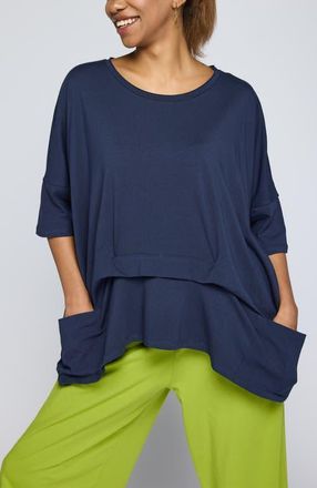 Luukaa D'Celli Solene Layered Jersey Tunic in Navy at Nordstrom, Size X-Large