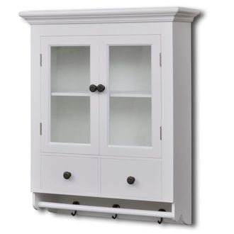 Berkfield Home Wooden Kitchen Wall Cabinet with Glass Door White
