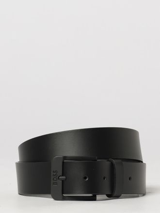 HUGO BOSS Cintura in pelle pieno fiore con fibbia e logo inciso