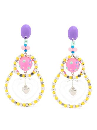 Amir Slama heart-motif drop earrings - Yellow