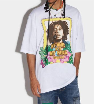 Dsquared2 Bob Marley Skater T-Shirt In White Multi