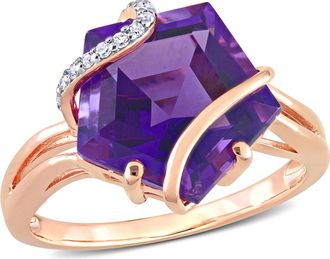 Mimi & Max 6ct TGW Amethyst and Diamond Accent Wrapped Ring Rose Silver