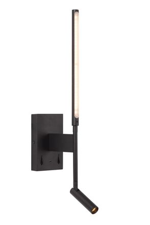 Lucide L&aacute;mpara de pared de aluminio con 1 led integrado, negro