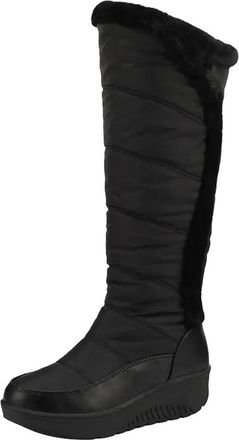 Generic Womens Waterproof Knee High Snow Boots Round Toe Med Wedge Heel With Platform Slip On Design And Warm Lining