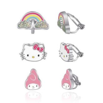 Hello Kitty Clip On Earrings 3-Pack, Rainbow, My Melody and Hello Kitty Earrings in Multicolor at Nordstrom