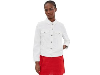 Liverpool L.A. Petite Classic Jean Jacket Womens Clothing Bright White : PXL, Polyester/Lyocell/Lycra