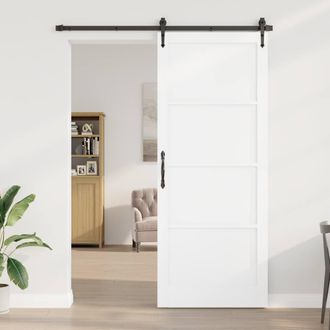 Berkfield Home Interior Door ORKDALWhite 93x232x4 cm Solid Wood Pine in White | Size: 93 x 232 x 4 cm