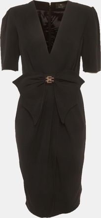Elisabetta Franchi Black Crepe Bow Detail Mini Dress