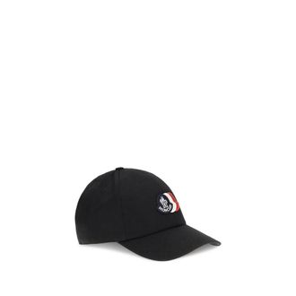 Moncler MOL20913B000210U618999BB Tricolor Logo Baseball Cap - Black