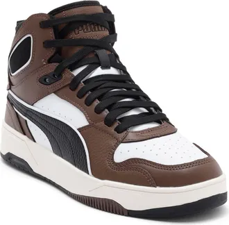 Puma RBD Break Mid Top Sneaker in Puma White/Puma Black/Bronze at Nordstrom Rack, Size 10.5