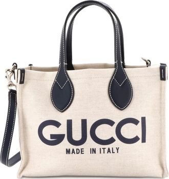 Gucci Logo Shopper Tote Printed Canvas Small shoulder bag - Blauw
