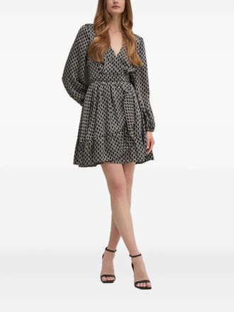 Marciano tied-waist patterned mini dress - women - Fabric - 40 - Black