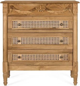 Giner&Colomer C&oacute;moda en madera maciza de teca con tres cajones de rejilla 80 cm