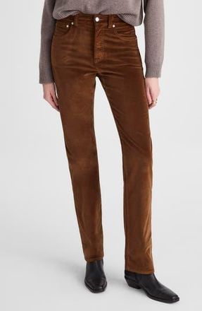 Madewell Longline Straight Leg Velvet Pants in Dark Pecan at Nordstrom Rack, Size 25