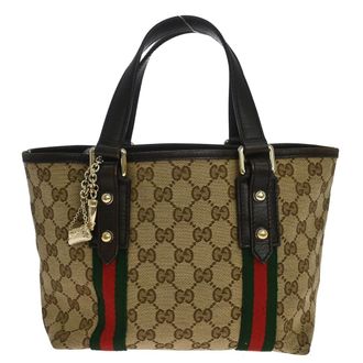 Gucci Jolicoeur Pochette Gg Canvas And Leather Beige Canvas Handbag (Pre-Owned)