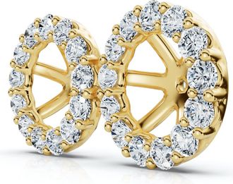 Pompeii3 7/8Ct Diamond Earring Jacket 14k Gold Fits 6-6.5mm round stone Lab Grown Size: Small