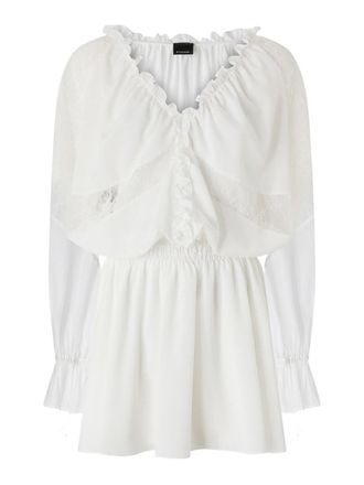 Pinko Aggie Short Dress In White With Lace