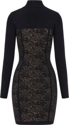 Elisabetta Franchi Womens Mini Dress With Lace Bodice Black Black-Nude Viscose Evening Suits Black/nude
