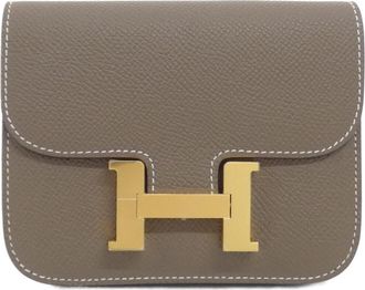 Herm&egrave;s Etoupe Gray Epsom Leather Coin Purse/Coin Case (Pre-Owned)