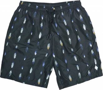 Marcelo Burlon Mens All Over Feathers Swim Trunks In Black/blue