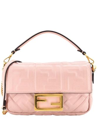Fendi Fendi Pink Zucca Embossed Leather Baguette Nm Bag Mini (Authentic Pre-Loved)