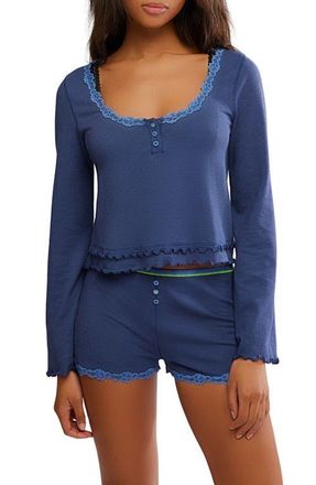 Free People Spring Break Shorts Pajamas in Blue Crown at Nordstrom, Size X-Large