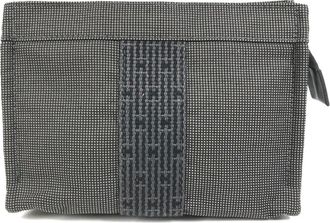 Herm&egrave;s Gray Canvas Clutch Bag Pouch (Pre-Owned)