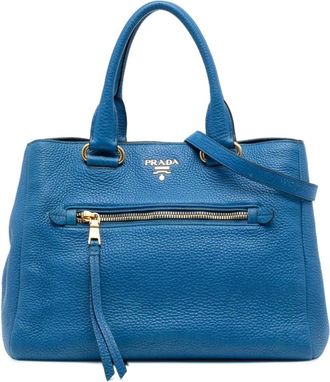 Prada Pre-owned Handbags, female, Blue, Size: ONE SIZE Pre-owned Leather Satchel