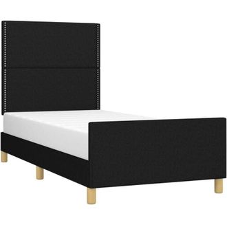 vidaXL Estructura De Cama Sin Colch&oacute;n Tela Negro 90x200 Cm Vidaxl