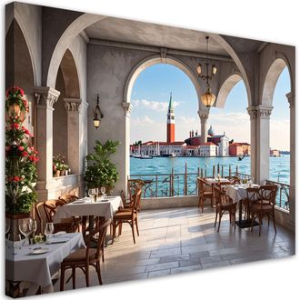 Feeby Impresi&oacute;n De Imagen, Restaurante De Venecia Con Vistas A La Ciudad Y Al Canal, 100x70