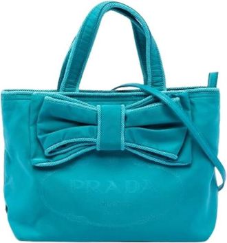 Prada Pre-owned Tote Bags, female, Blue, Size: ONE SIZE Pre-owned Satchel