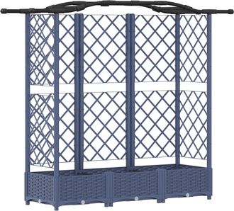 vidaXL Cama Elevada Con Trellis Y Techo Gris 163 X 40 X 123 Cm Pp Vidaxl