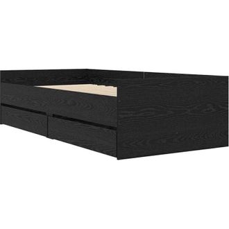 vidaXL Bed Frame with Drawer Black Oak 90 x 200 cm Solid Pine Wood vidaXL