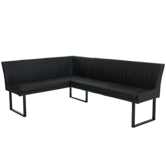 Hhg [non Utilizzato] Panca Angolare Hhg-219, Sala Da Pranzo, Ecopelle Metallo 159x210 Cm, Nero