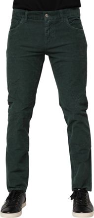 Dolce & Gabbana Green Cotton Corduroy Skinny Mens Pants