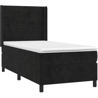 vidaXL Vidaxl - Cama Box Spring Colch&oacute;n Y Led Terciopelo Negro 90x200 Cm