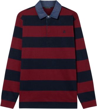 Brooks Brothers Rugby Polo met Denim Kraag - Heren - Polos - Veelkleurig - 3XL - Denim - Tops