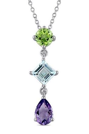 Delmar Sterling Silver Amethyst Peridot Blue Topaz Drop Pendant Necklace in Multi-Color at Nordstrom Rack