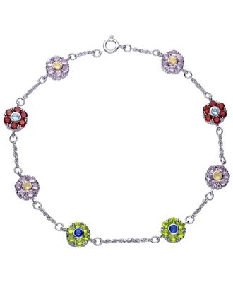 Genevive Silver Cz Flower Necklace